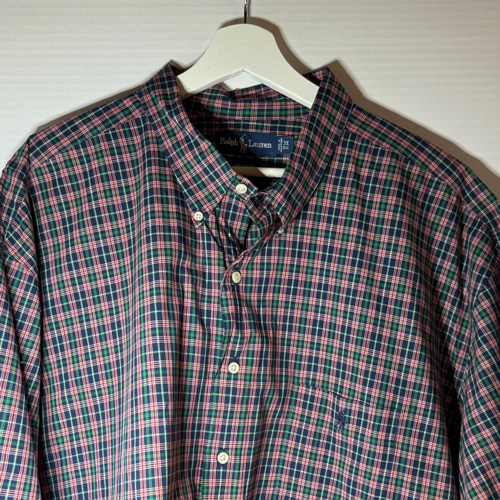 Ralph Lauren Men's Checkered short sleeve Shirt - Green, Blue, and Red